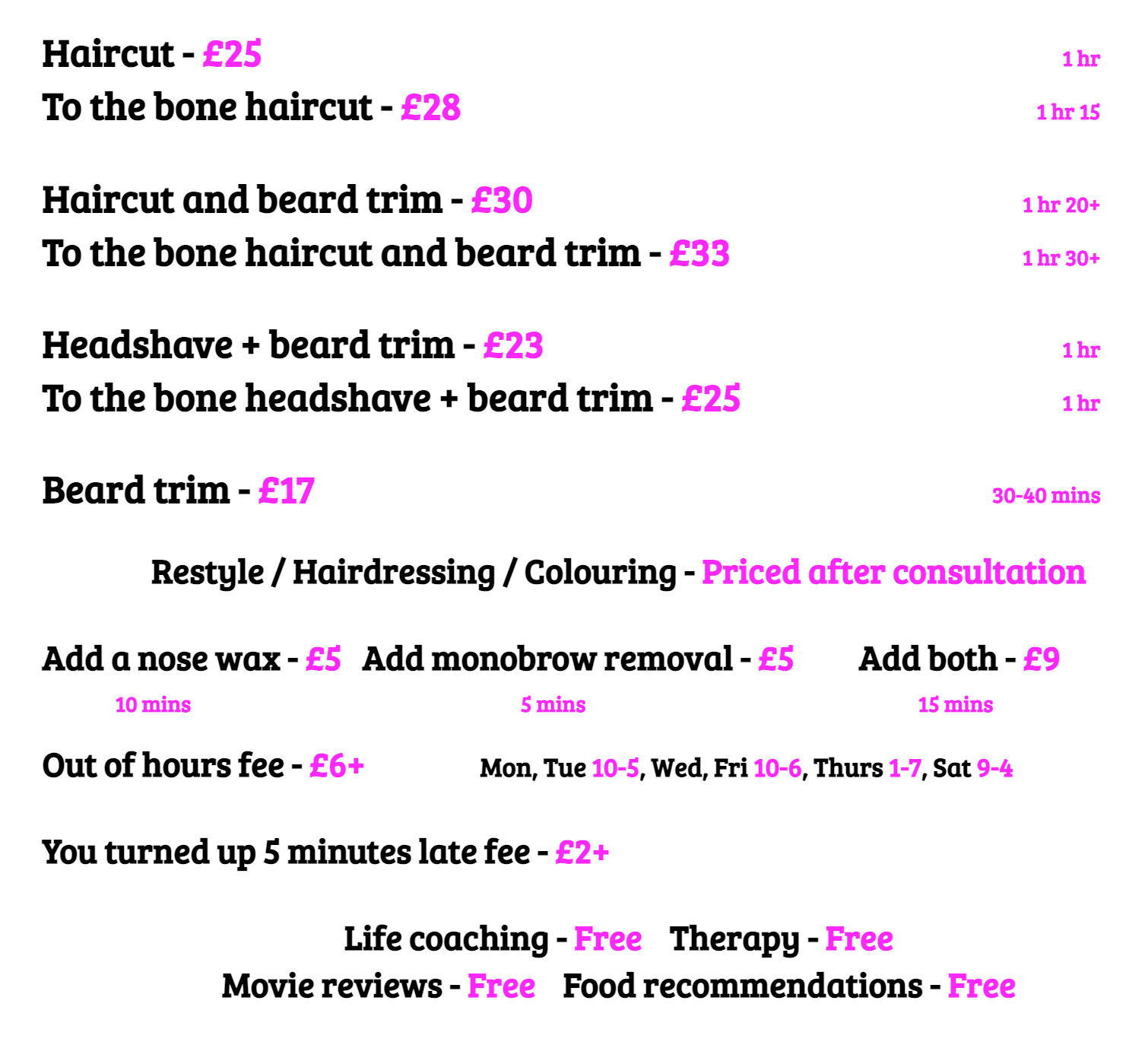 Pricelist